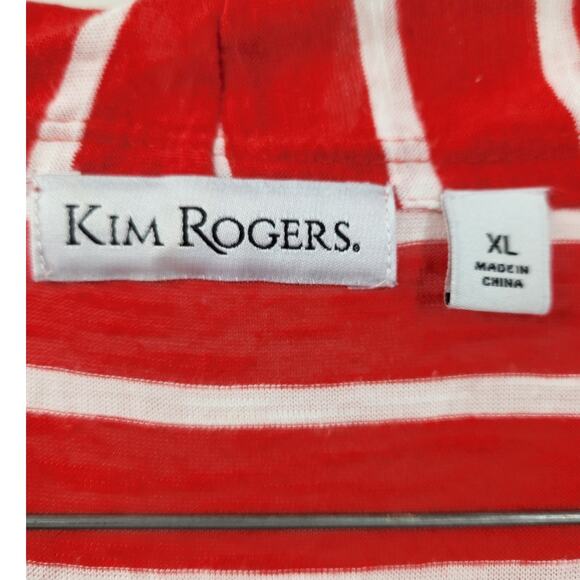 Kim Rogers Red Striped Layered Top Womens Size Extra Large XL - Picture 3 of 4